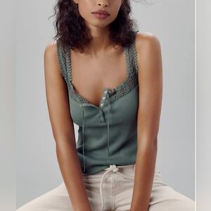 By Anthropologie Crochet-Trim Tank Top